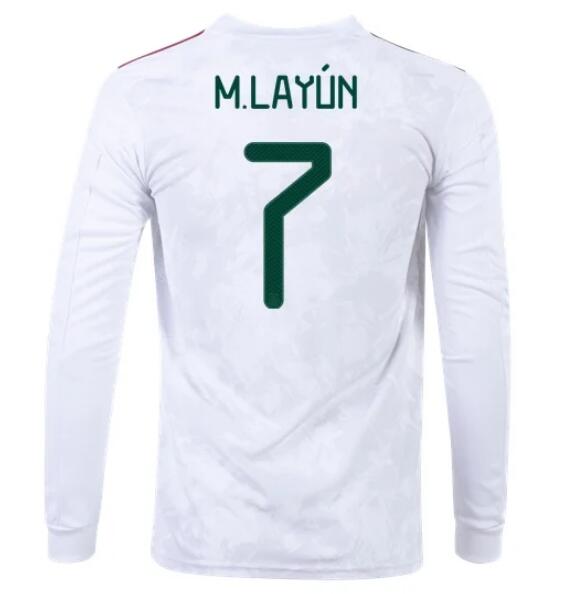 2020 Mexico Away Long Sleeve Soccer Jersey Shirt #7 MIGUEL LAYÚN